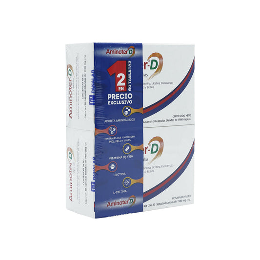 Panalab Kit Aminoter D Suplemento Nutricional para Piel y Cabello 2x30 cápsulas.