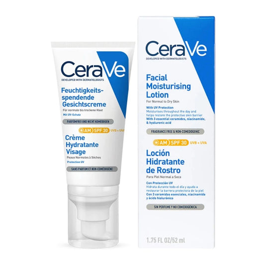 CeraVe Loción Hidratante Facial con FPS30 para Piel Seca 52ml.