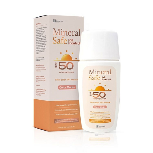 Panalab Mineral Safe Oil Control FPS50 Protector Solar Mineral con Color Medio 50ml.