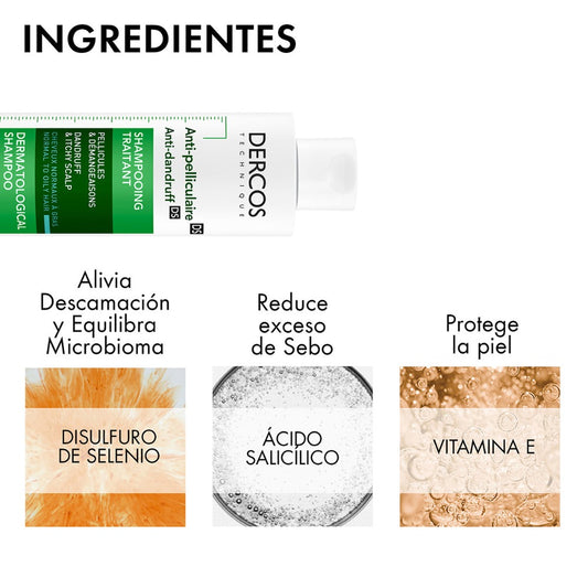Vichy Dercos Shampoo Anticaspa Cabello Graso 200ml.