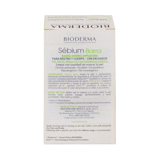 Bioderma Sebium Barra Jabón Para Piel Grasa 100gr.