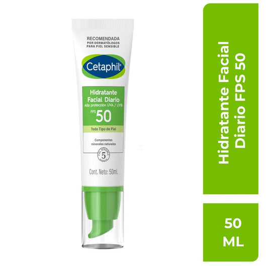 Cetaphil Crema Hidratante Facial de Uso Diario con FPS50 50ml.