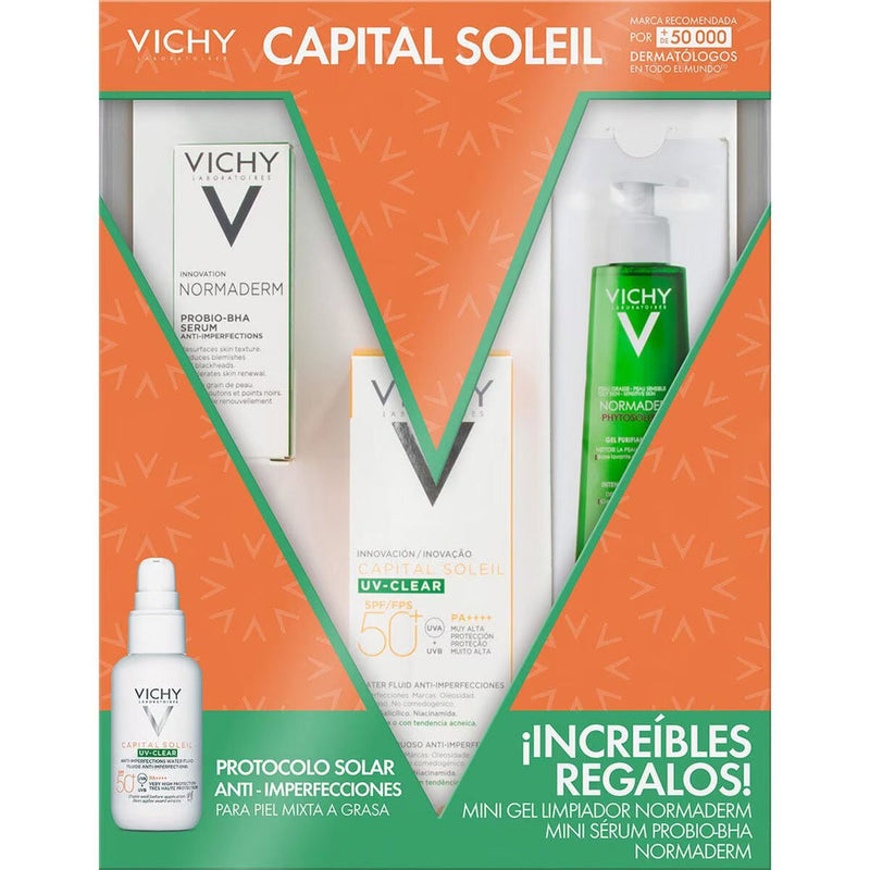 Capital Soleil Protector Solar Anti-Imperfecciones Uv-Clear Fps50+ 40ml + Normaderm Probio-Bha Serum 5ml + Normaderm Phytosolution 7ml.