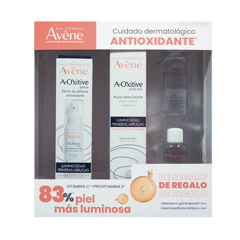 Kit A-Oxitive Serum 30ml + A-Oxitive Cr Jour 30ml + Cleanance Gel 25ml + Desmaquillante Bifasico 25ml