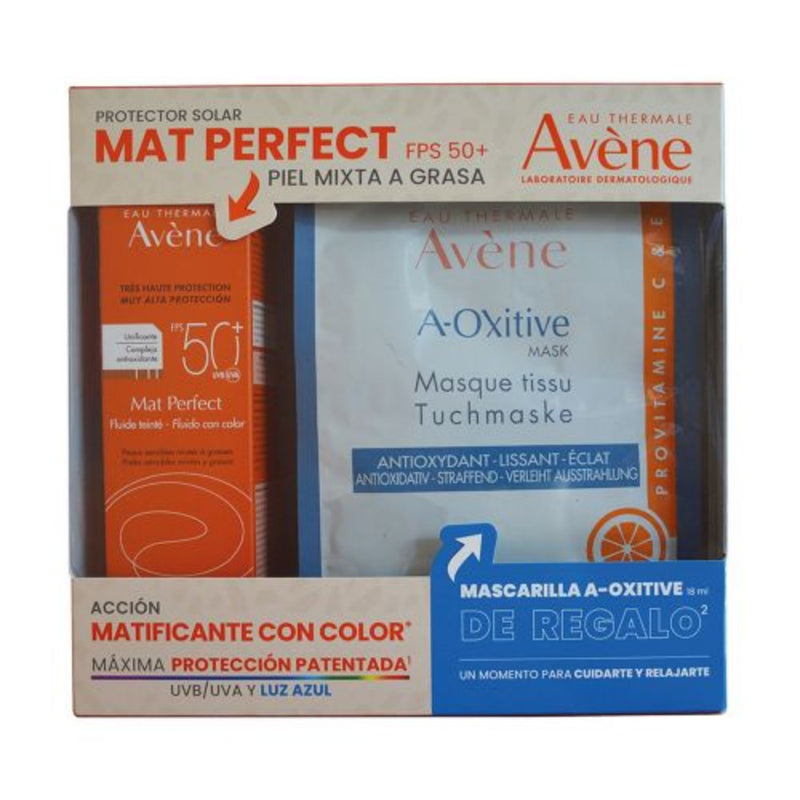 Avene Kit Protector Solar Mat Perfect Fps50+ 50ml + Mascarilla A-Oxitive 18ml