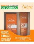 Avène Kit Ultra Fluid SPF50+ Invisible 50ml + Protector Solar Corporal En Leche SPF50+ 100ml.