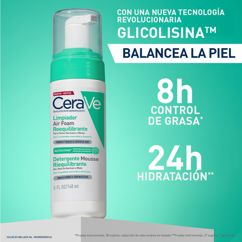 CeraVe Limpiador Air Foam Reequilibrante con Aminoácidos y Ceramidas 148ml.