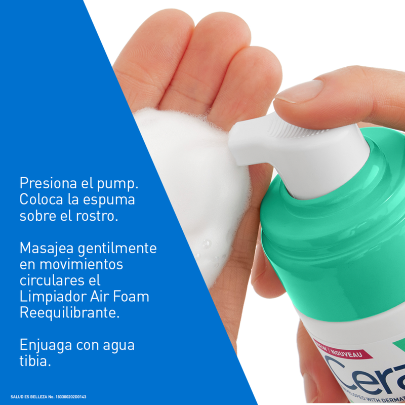 CeraVe Limpiador Air Foam Reequilibrante con Aminoácidos y Ceramidas 148ml.
