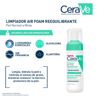 CeraVe Limpiador Air Foam Reequilibrante con Aminoácidos y Ceramidas 148ml.