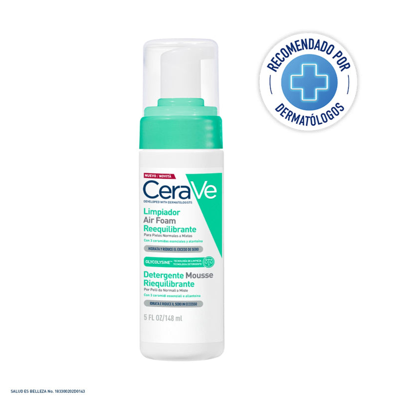 CeraVe Limpiador Air Foam Reequilibrante con Aminoácidos y Ceramidas 148ml.