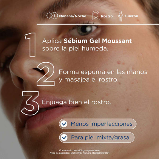 Bioderma Sebium Moussant Gel Limpiador para Piel Grasa 100ml.