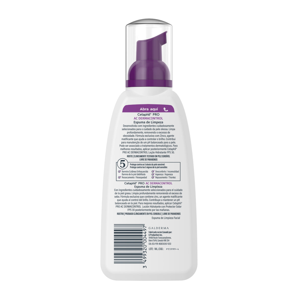 Cetaphil PRO AC Dermacontrol Espuma de Limpieza para Piel Grasa 236ml.