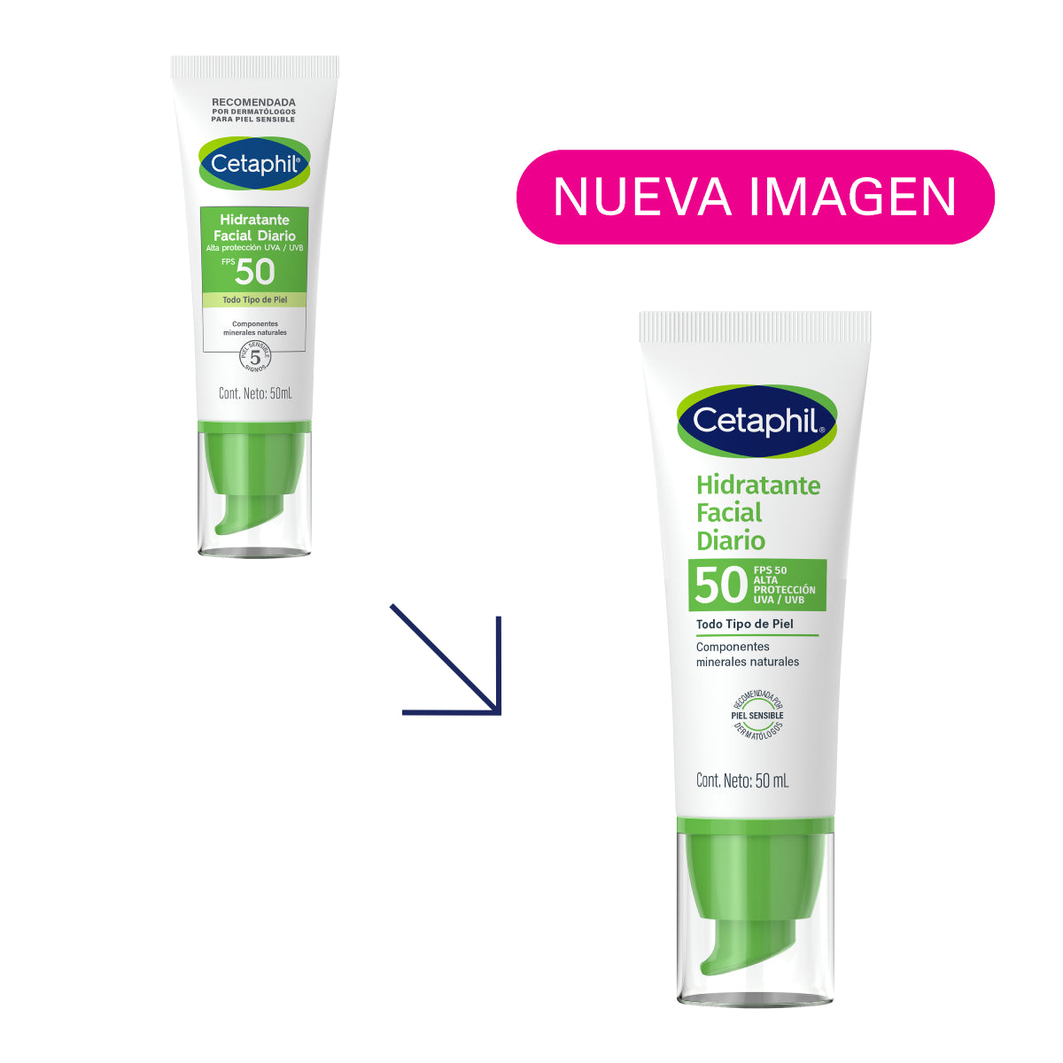 Cetaphil Crema Hidratante Facial de Uso Diario con FPS50 50ml.