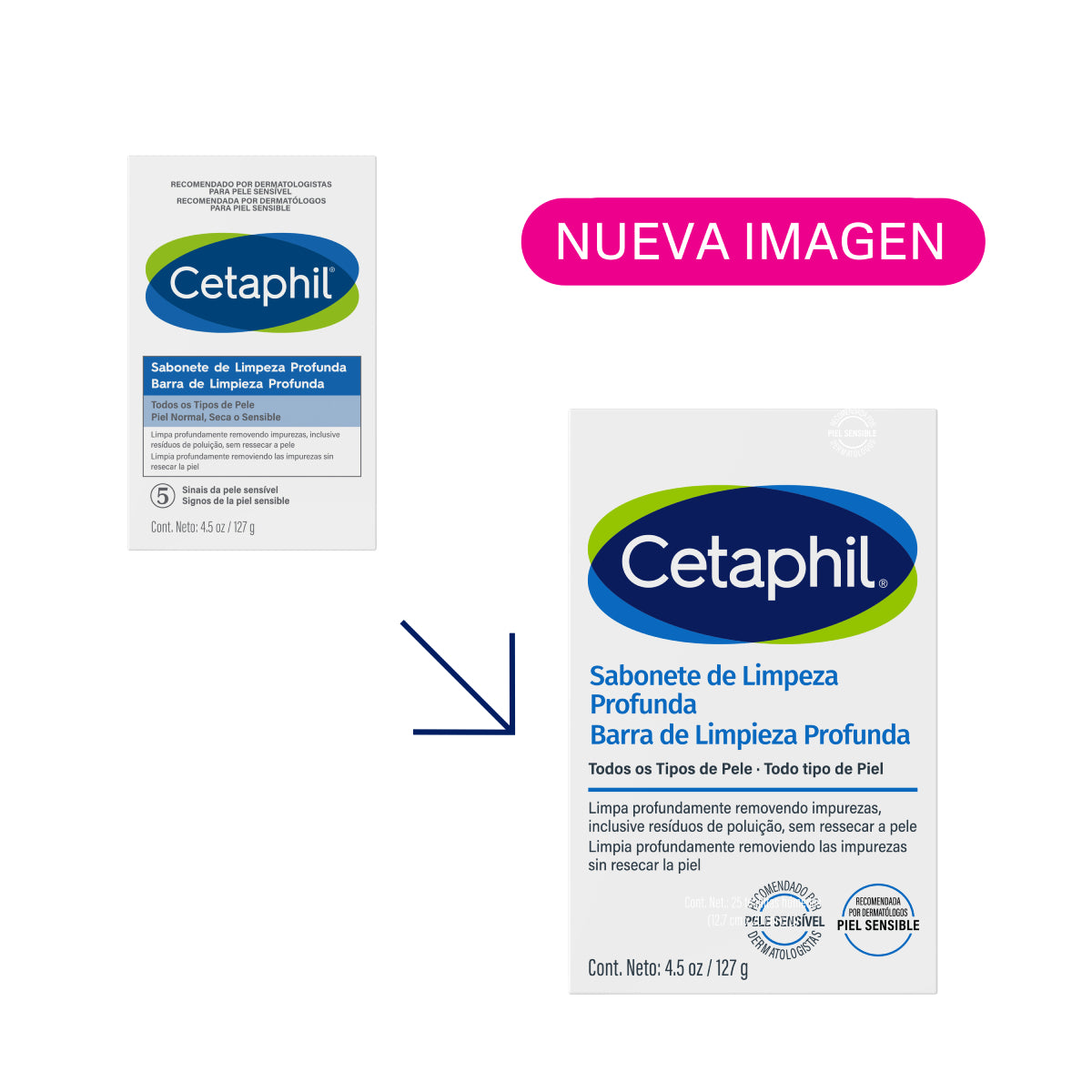Cetaphil Barra de Limpieza Profunda para Rostro y Cuerpo 127g.
