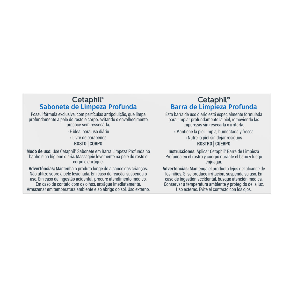 Cetaphil Barra de Limpieza Profunda para Rostro y Cuerpo 127g.