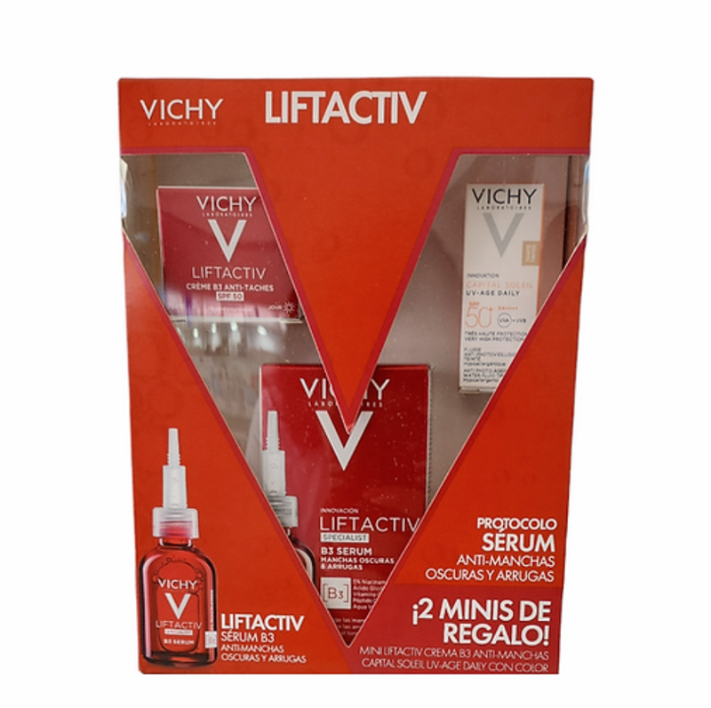 Vichy Kit Liftactiv Specialist B3 Sérum 30ml + Liftactiv Creme B3 Anti-Manchas 15ml + Capital Soleil UV-Age Daily 3ml.