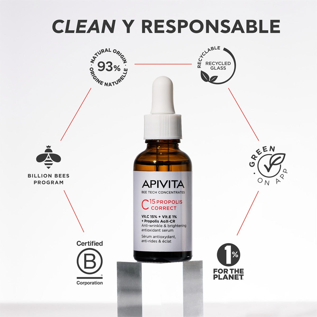 Apivita Bee Tech C15 Propolis Correct Suero Facial Antioxidante 30ml.
