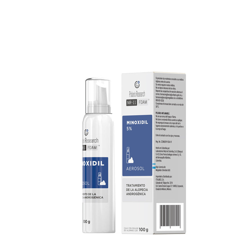 Polaris Research NR11 Foam Espuma Capilar Anticaída con Minoxidil 100g.