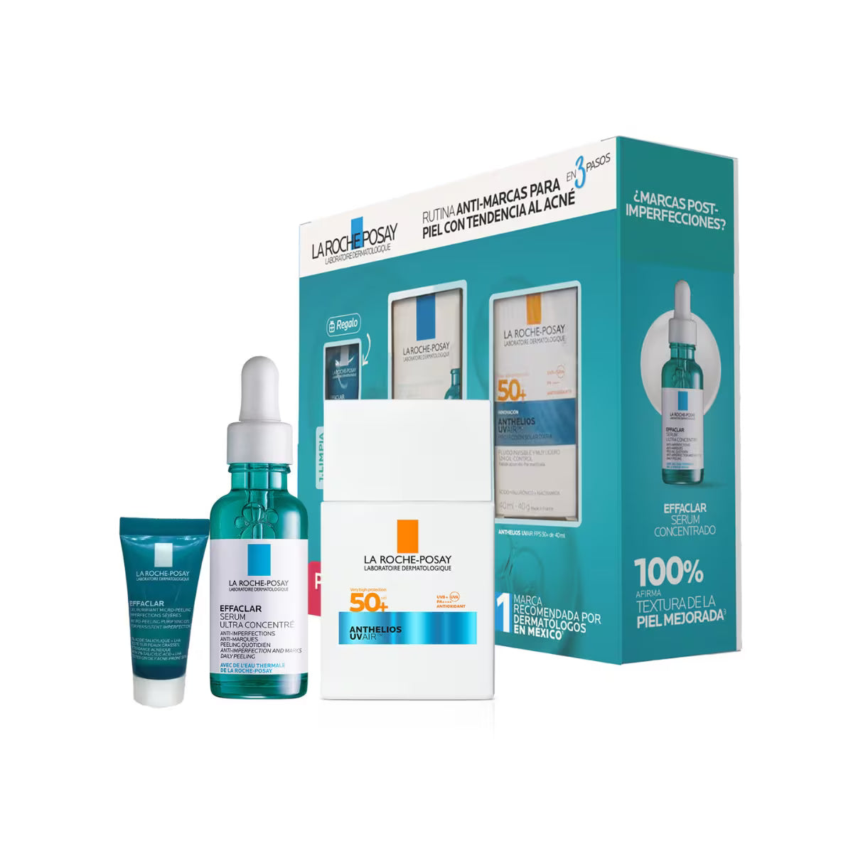La Roche-Posay Kit Effaclar Ultra Serum 30 ml + Anthelios UV Air SPF 50+ 40 ml + Effaclar Gel Microexfoliante 15 ml