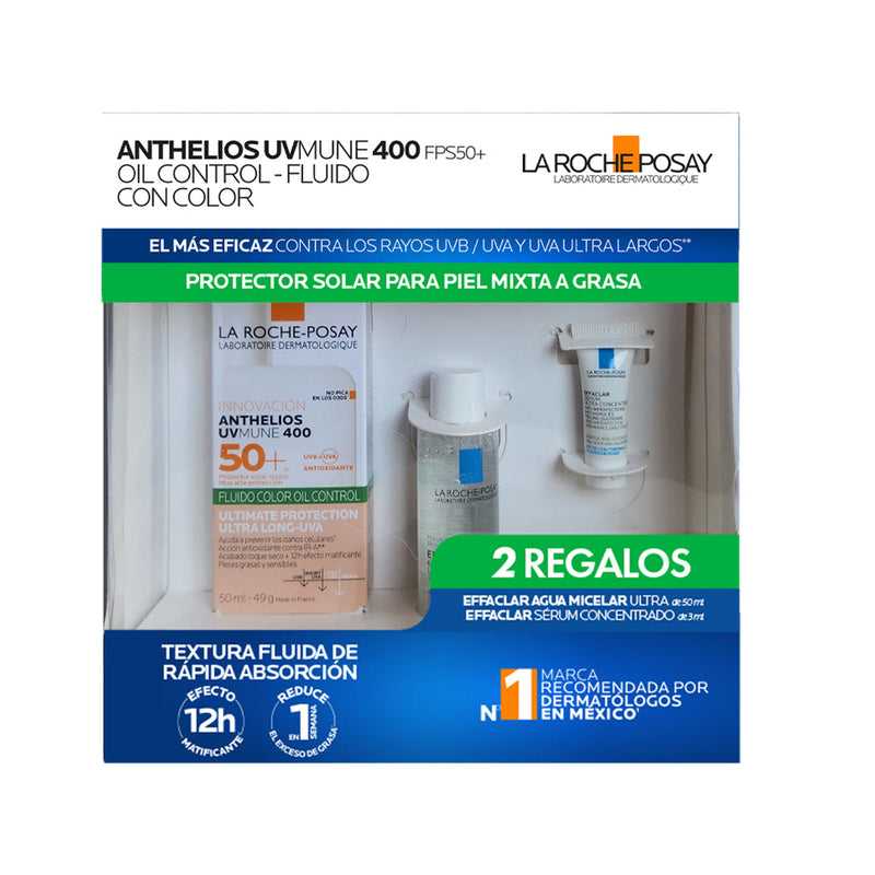 Kit Anthelios Uv Mune 400 Fluido C/C Oil Control 50ml + Effaclar Eua Micelar Ultra 50ml + Effaclar Serum Ultra Concentrado 3ml