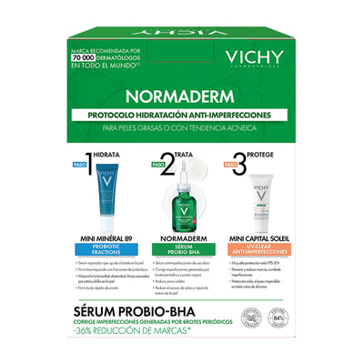 Vichy Kit Normaderm Probio-BHA Serum Anti-imperfecciones 30ml. + Probiotic 5ml.+ Capital Soleil Uv Clear spf50+ 3ml.