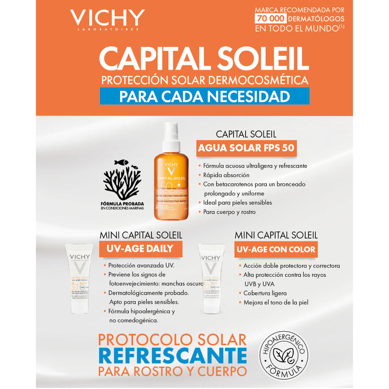 Kit Capital Soleil Agua Protector Solar 200ml + Capital Soleil Uv-Age Daily Teinte Tinted 3ml + Capital Soleil Uv-Age Daily 3ml