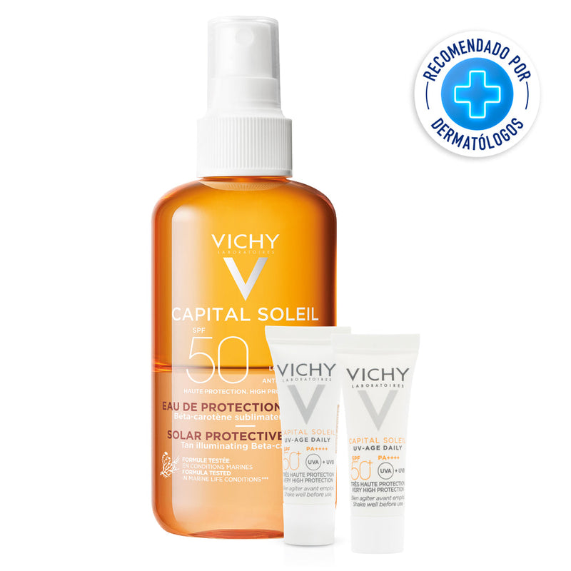 Kit Capital Soleil Agua Protector Solar 200ml + Capital Soleil Uv-Age Daily Teinte Tinted 3ml + Capital Soleil Uv-Age Daily 3ml