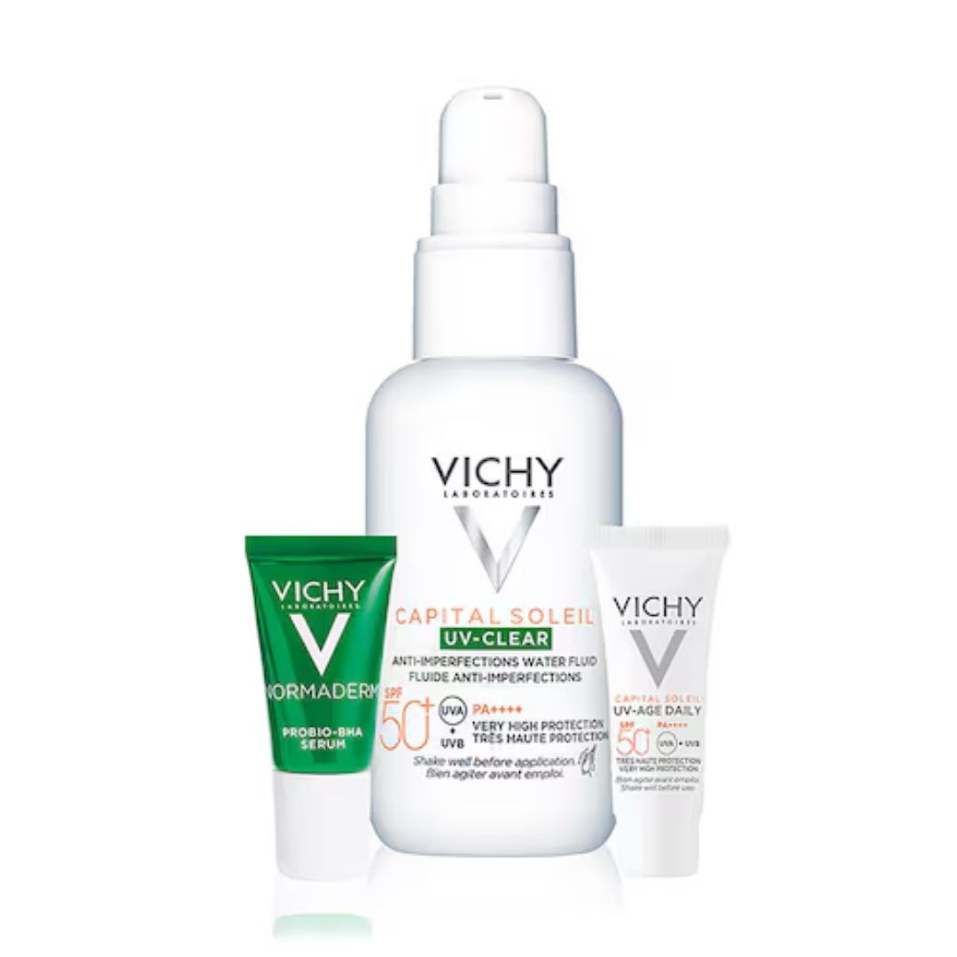 Vichy Kit Capital Soleil UV Clear SPF 50+ (40 ml) + Normaderm Probio-BHA Serum (5 ml)+ Capital Soleil UV Age Daily (3 ml)
