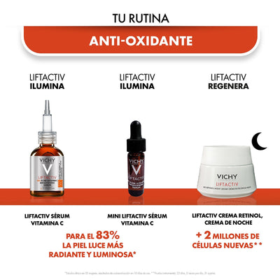 Vichy Kit Liftactiv Vitamina C Serum 20ml. + Crema Retinol Noche 15ml. + Mini Serum Activador de Luminosidad Antiedad 4ml.