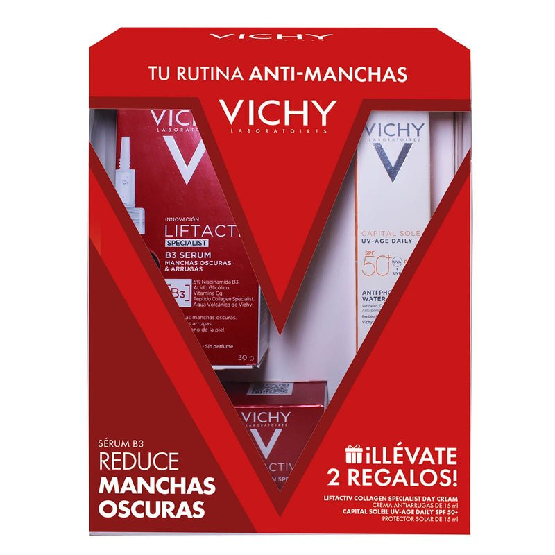 Vichy Kit Liftactiv Specialist B3 Serum 30ml. + Liftactiv Collagen Specialist Crema 30ml. + Capital Soleil UV Age Daily SPF 50+ 30ml.