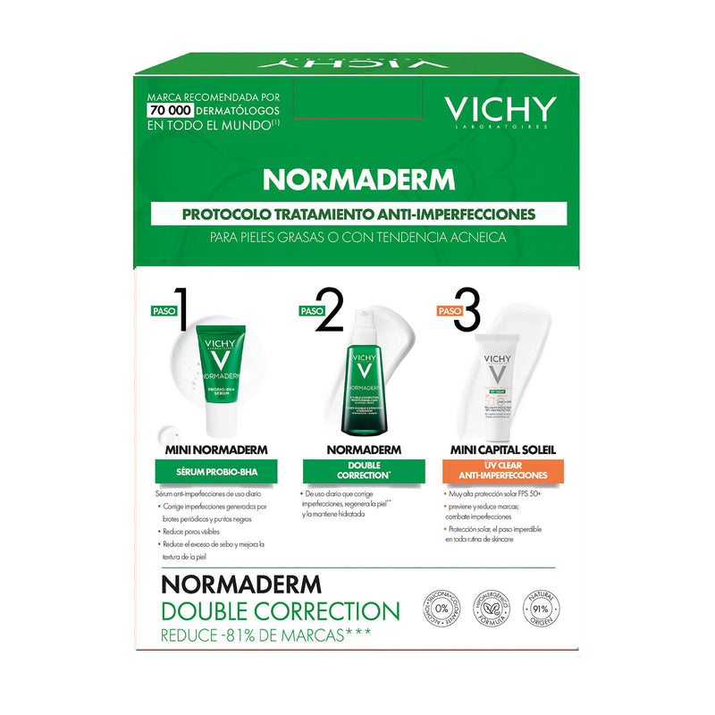 Vichy Kit Normaderm Anti-Imperfecciones 50ml. + Normaderm Sérum anti-imperfecciones 5ml. + Capital Soleil Uv-Mune Clear 3ml.