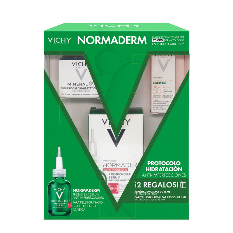 Vichy Kit Normaderm Probio-BHA Sérum 30ml. + Mineral 89 Crème Boost 15ml. + Capital Soleil Uv-Clear spf50+ 3ml.