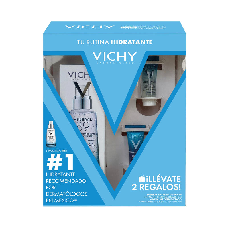Vichy Kit Mineral 89 Booster 50ml + Crema de Noche 3ml + Concentrado Hidratante y Fortalecedor 5ml