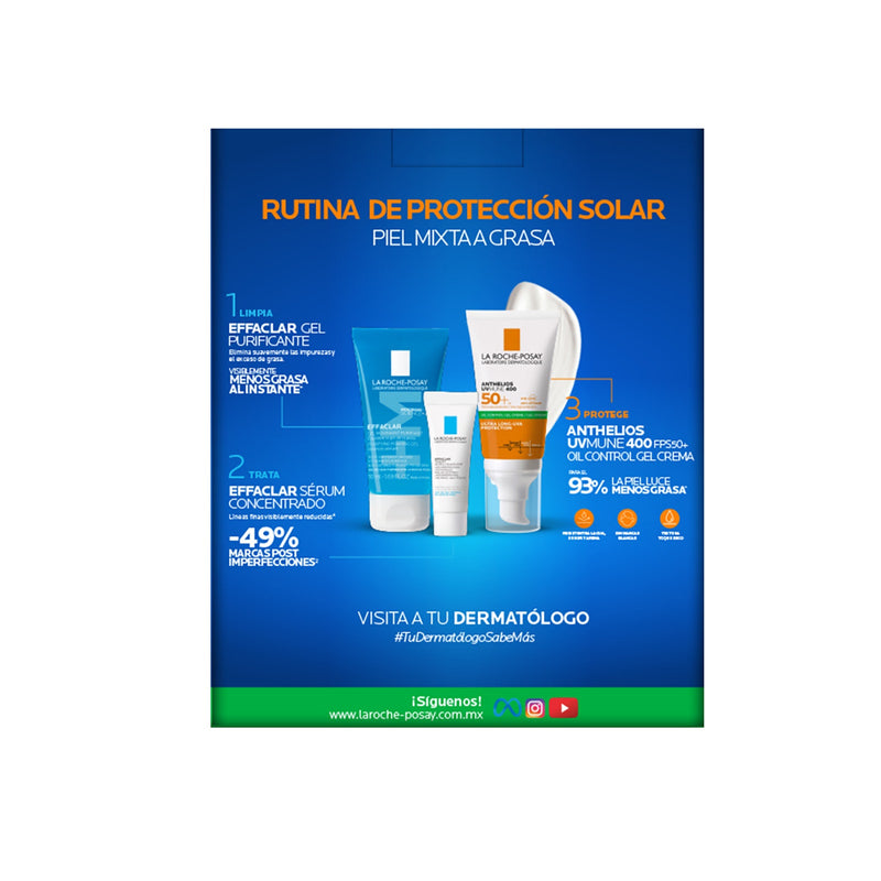 La Roche Posay Kit Anthelios UV Mune 400 Gel-Crema Oil Control 50ml. + Effaclar Gel 50ml. + Effaclar Sérum Ultra 3ml.