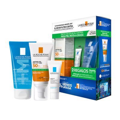 La Roche Posay Kit Anthelios UV Mune 400 Gel-Crema Oil Control 50ml. + Effaclar Gel 50ml. + Effaclar Sérum Ultra 3ml.