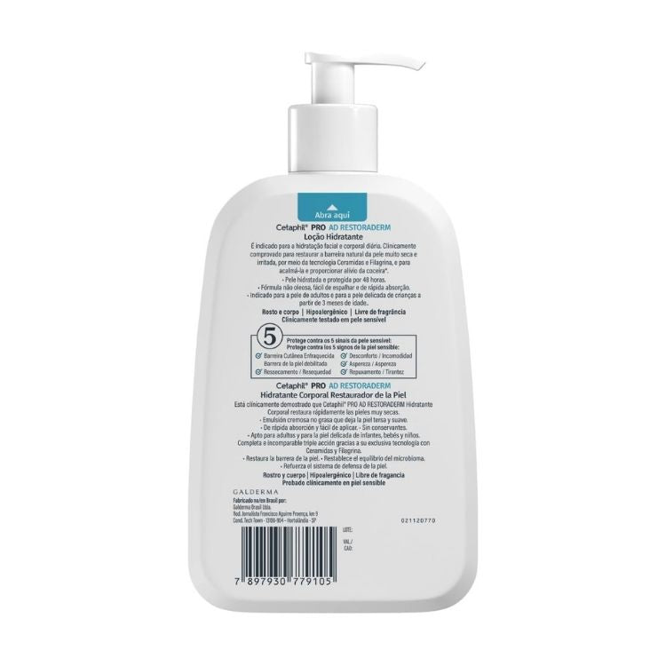 Cetaphil PRO AD Restoraderm Hidratante Corporal con Ceramidas para Piel Atópica 236ml.