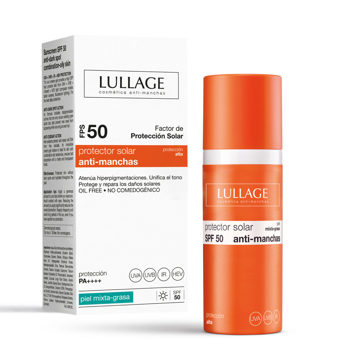 Lullage gel solar anti manchas FPS50 50ml.