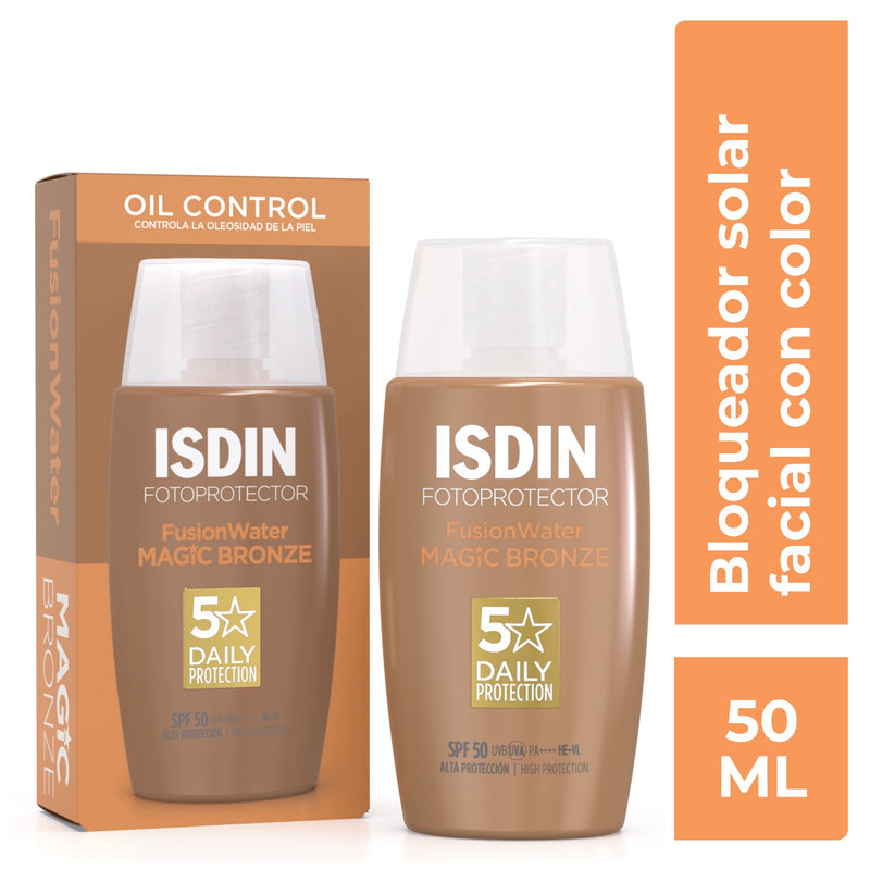 Isdin Fusion Water Magic Protector Solar FPS50+ Color Bronze 50ml.