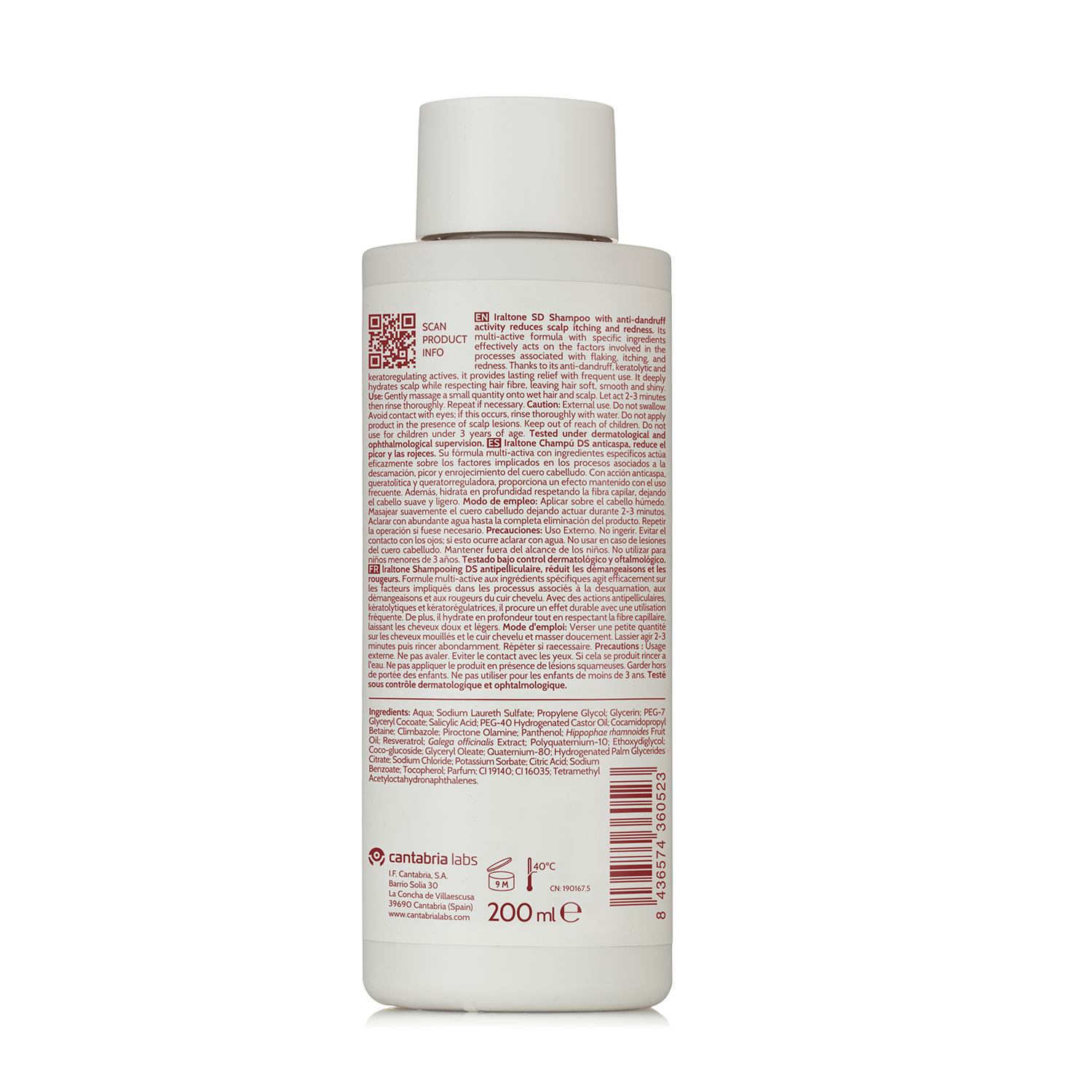 Iraltone DS Shampoo Anti-Caspa Limpia y Reduce Descamación 200ml.