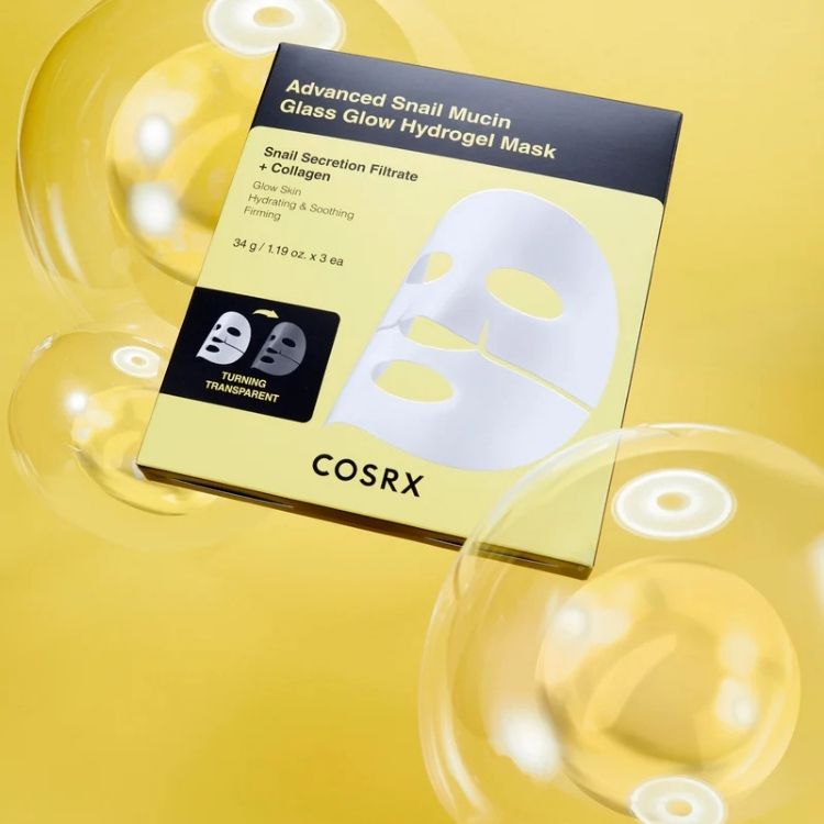 COSRX Advanced Snail Mucin Glass Glow Hydrogel Mask Mascarilla Hidratante y Reparadora 3 pz