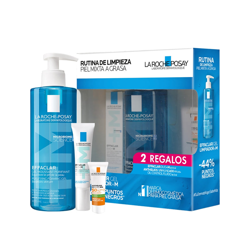 Kit Effaclar Gel Limpiador 400ml + Effaclar Duo+M 15ml + Anthelios Uv Mune 400 3ml.