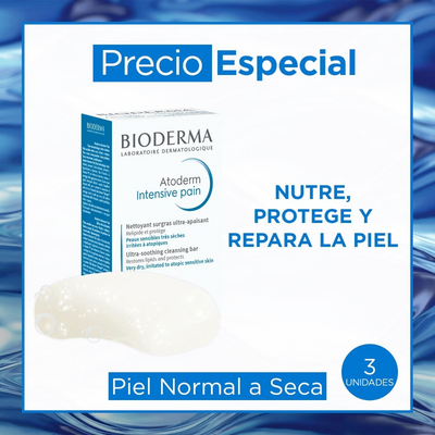 Bioderma Tripack Atoderm Barra Jabón Suave para Piel Seca.