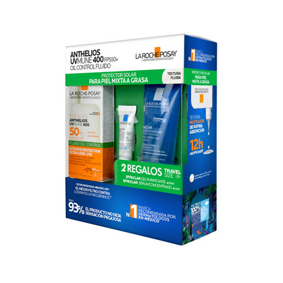 La Roche-Posay Kit Anthelios UVMune 400 Oil Control + Effaclar Gel + Effaclar Sérum.