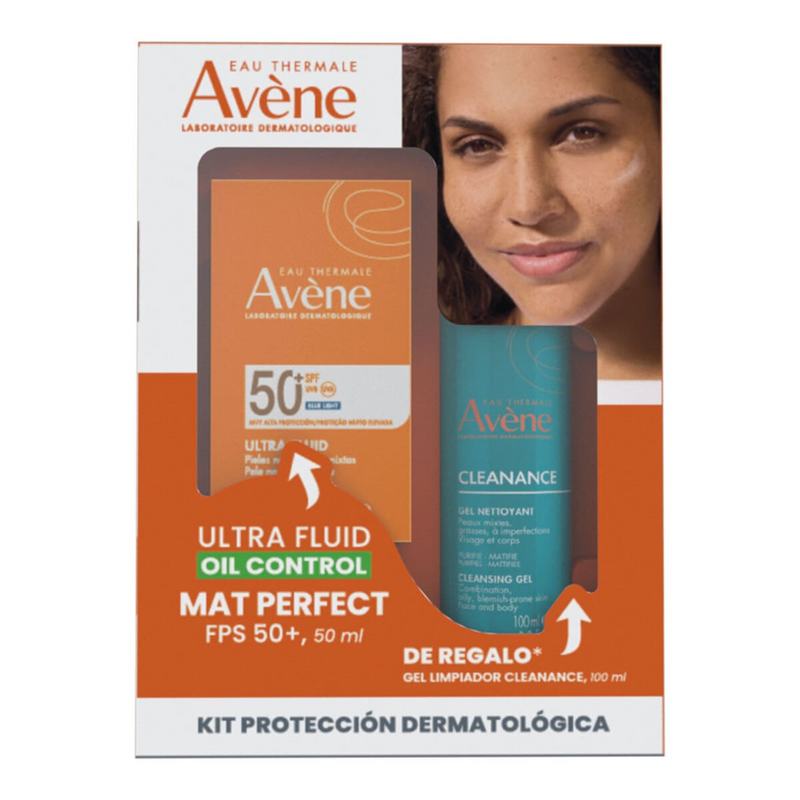 Avène Kit Protector Solar Ultra Fluid Oil Control FPS50 + Cleanance Gel Limpiador.