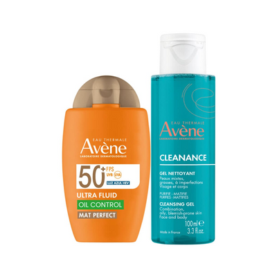Avène Kit Protector Solar Ultra Fluid Oil Control FPS50 + Cleanance Gel Limpiador.