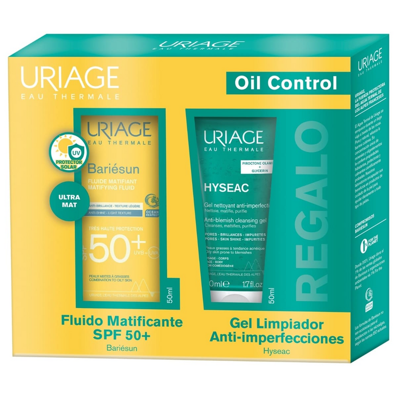 Uriage Kit Bariésun Fluido Mat SPF50+ 50ml. + Hyseac Gel Limpiador 50ml.