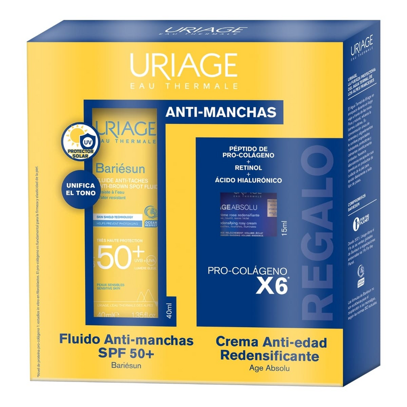 Uriage Kit Bariésun Fluido Antimanchas SPF50+ 40ml. + Age Absolu CR día 15ml.