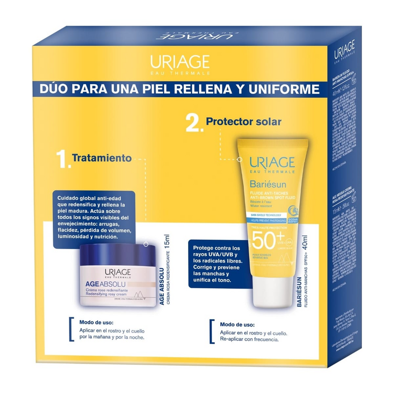 Uriage Kit Bariésun Fluido Antimanchas SPF50+ 40ml. + Age Absolu CR día 15ml.