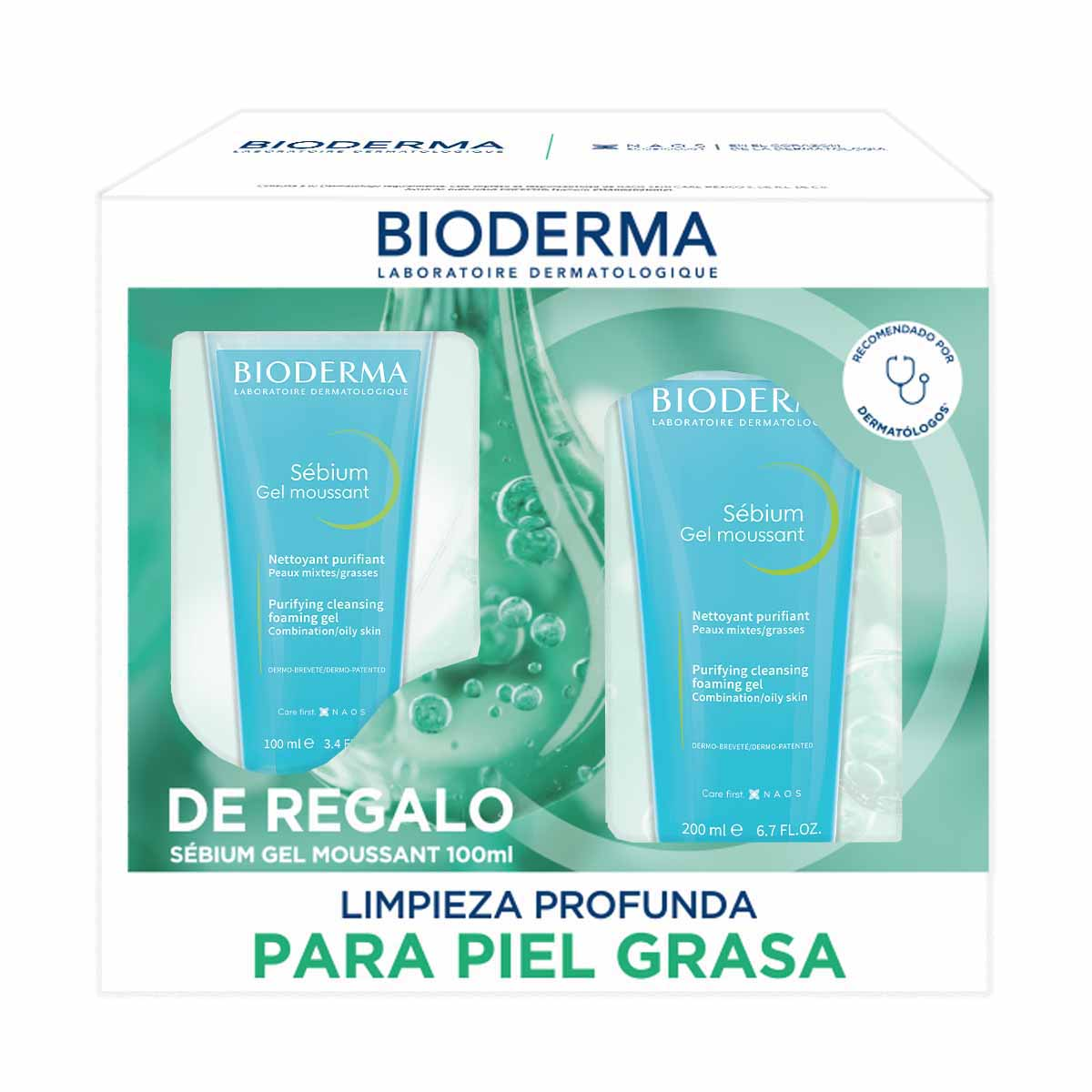 Bioderma Kit Sebium Gel Moussant 100ml.+ Sebium Gel Moussant 200ml.
