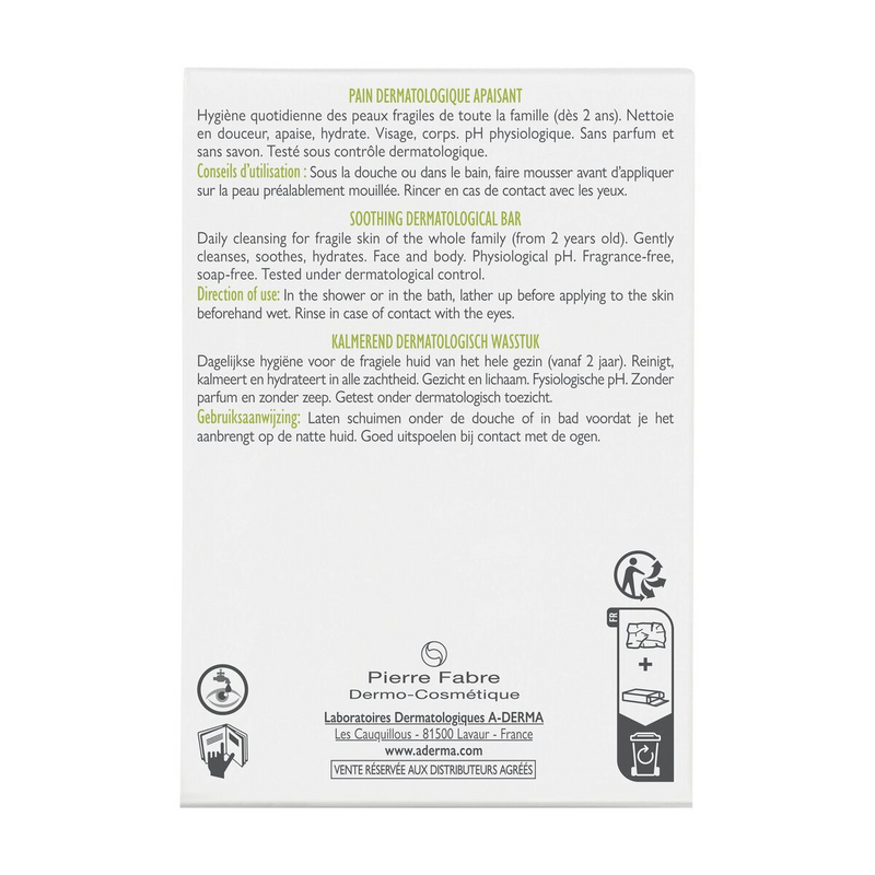 Aderma Dermopan Barra limpiadora para piel sensible 100gr.